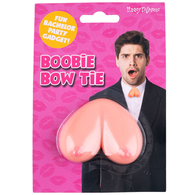 Strik met borsten van Funny Fashion op roze verpakkingskaart