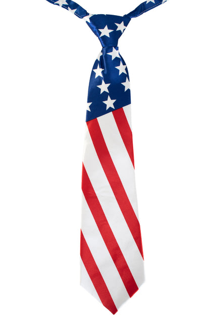Stropdas Amerikaanse vlag met witte sterren op blauwe knoop en rood-witte strepen, voor een themafeest