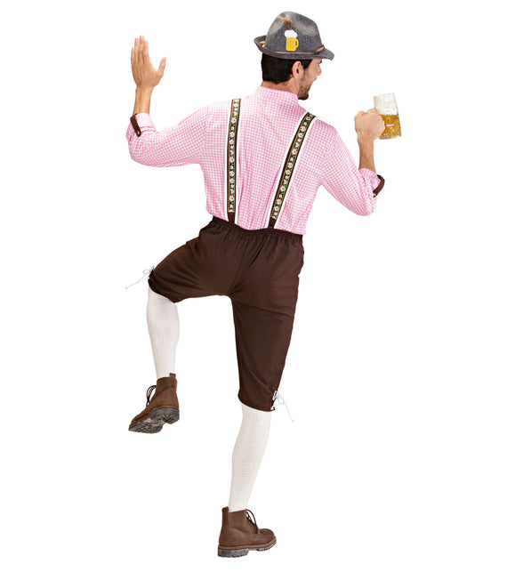 Tiroler oktoberfest kleding Mario achterzijde met elastieke tailleband en witte rijgveters bij de zoom