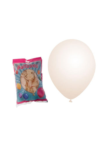 Transparante latex ballonnen 30 cm: opgeblazen ballon naast de gesloten zak