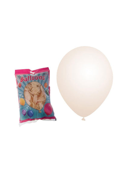 Transparante latex ballonnen 30 cm: opgeblazen ballon naast de gesloten zak
