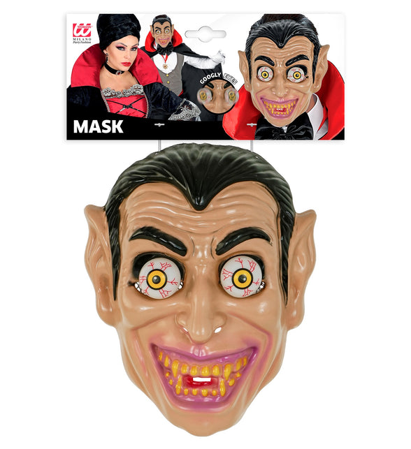 Vampiermasker met rollende ogen in de verpakking van Widmann, klaar voor Halloween