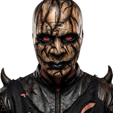 Venom masker heren met rode ogen en bruin gescheurd monstergezicht voor een griezelfeest
