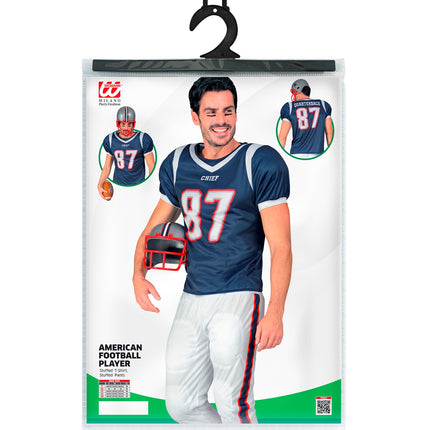 Verpakking van het American football speler kostuum Yara heren van Widmann met opgevuld shirt en broek