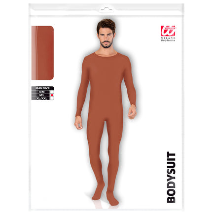 Verpakking van de bodysuit lichaamskleur heren met maatkeuze S/M, M/L en XL/XXL