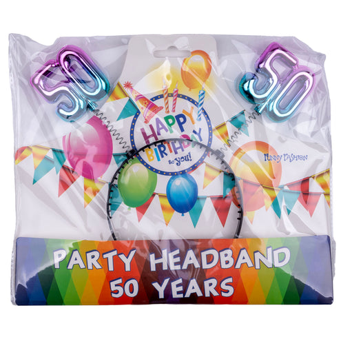 Verpakking van de diadeem 50 jaar regenboog van Funny Fashion voor een 50e verjaardag