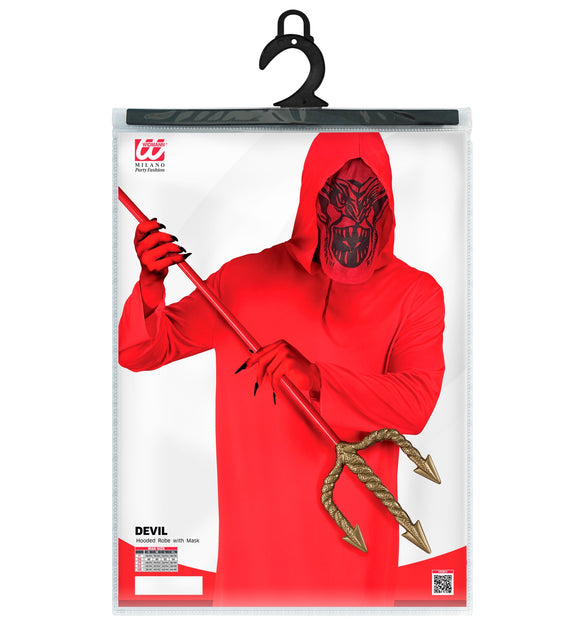 Verpakking van het duivel kostuum Ruby met gewaad, kap en masker in de maten S tot XL