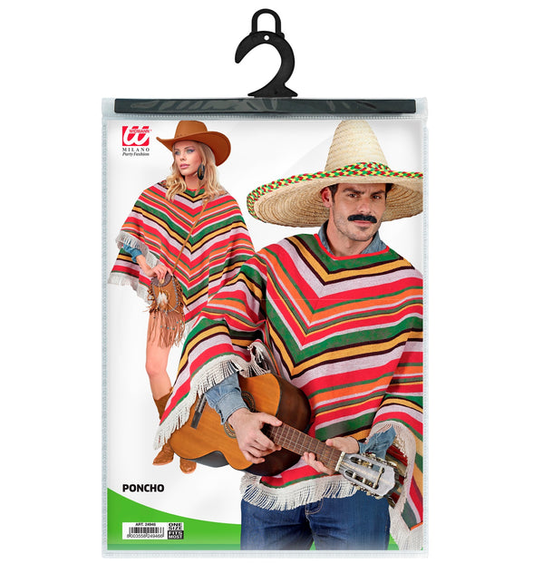 Verpakking van de Mexicaanse poncho Sanne van Widmann met gestreepte poncho op de voorkant