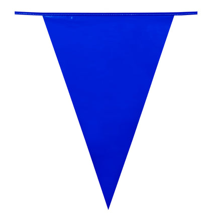 Vlaggenlijn blauw met driehoekig puntvlaggetje van 30 bij 20 cm in effen kobaltblauw kunststof