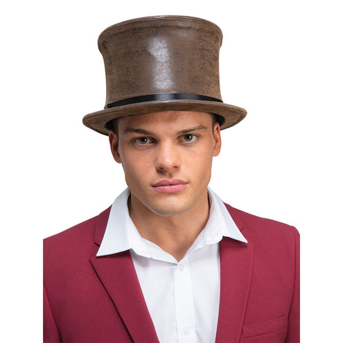 Wicked Costumes Bruine Suede Hoge Hoed