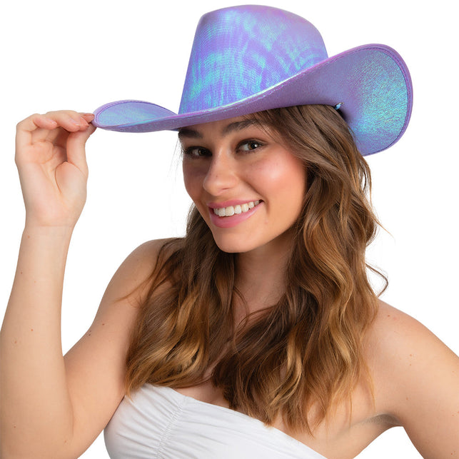 Wicked Costumes Cowboyhoed texaans - Lavendel glanzend