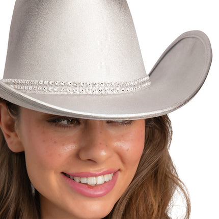 Wicked Costumes Cowboyhoed Texaans Zilver met Strass Band