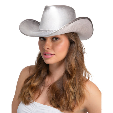 Wicked Costumes Cowboyhoed Texaans Zilver met Strass Band