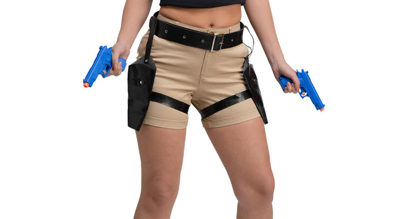 Wicked Costumes Dubbele dijholsters met pistolen