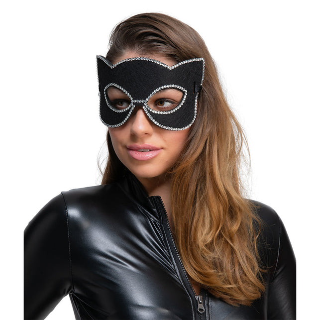 Wicked Costumes Kattenmasker sexy met diamanten rand
