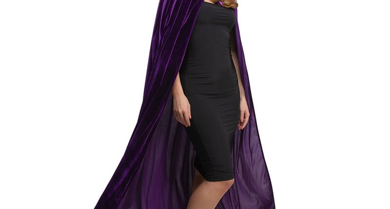 Wicked Costumes Mantel met kap fluweel - Donker Paars 140cm
