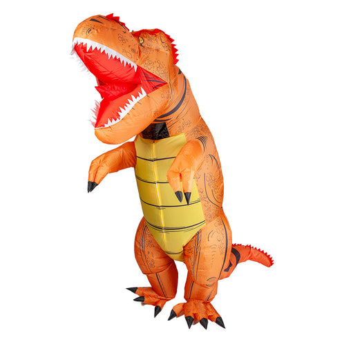 Wicked Costumes Opblaasbare Dinosaurus - bruin/ oranje