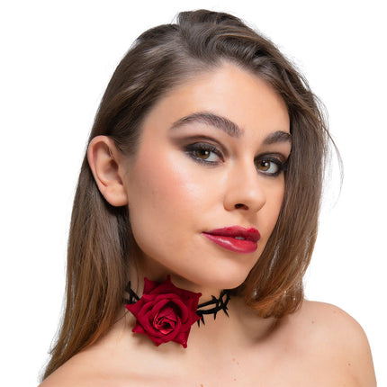 Wicked Costumes Rode roos en doorn halsketting