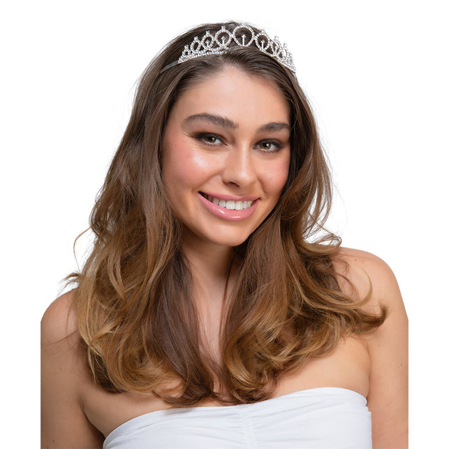 Wicked Costumes Tiara zilver met diamantjes