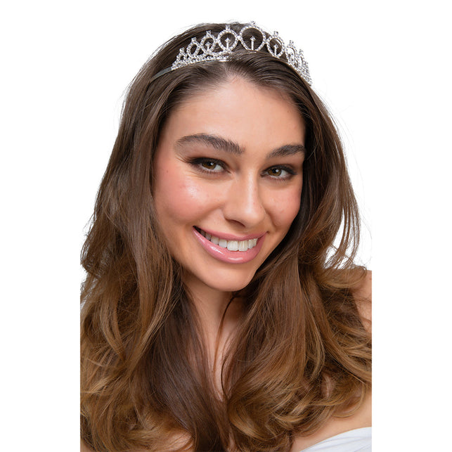Wicked Costumes Tiara zilver met diamantjes