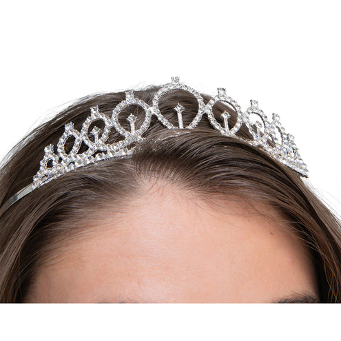 Wicked Costumes Tiara zilver met diamantjes