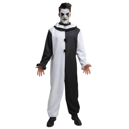 Wicked Costumes Zwart wit clownspak met masker