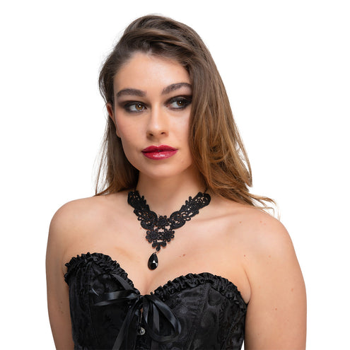 Wicked Costumes Zwarte kanten gotische ketting