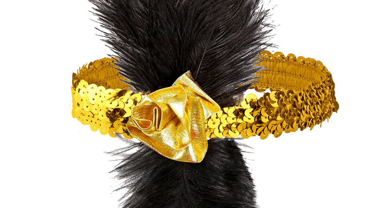 Widmann SRL 1920s pailleten hoofdband goud met bloem en veren