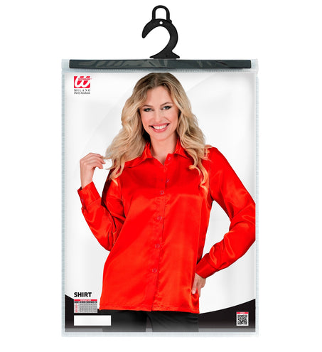 Widmann SRL 70's disco shirt satijn rood.