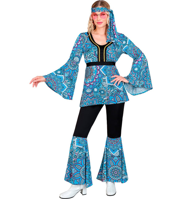 Widmann SRL 70s hippie kostuum mandala blauw