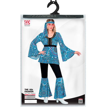 Widmann SRL 70s hippie kostuum mandala blauw