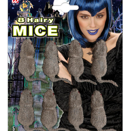 Widmann SRL 8 grijze nep muizen voor halloween