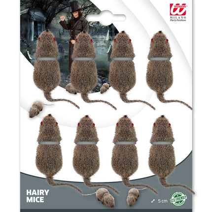 Widmann SRL 8 grijze nep muizen voor halloween