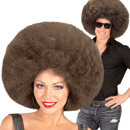 Widmann SRL Afro pruik mega groot bruin