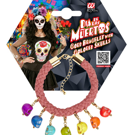 Widmann SRL Armbandje met 7 doodskopjes