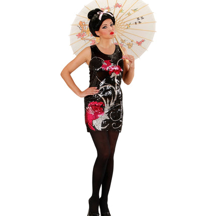 Widmann SRL Aziatische paillettenjurk Lotus dames