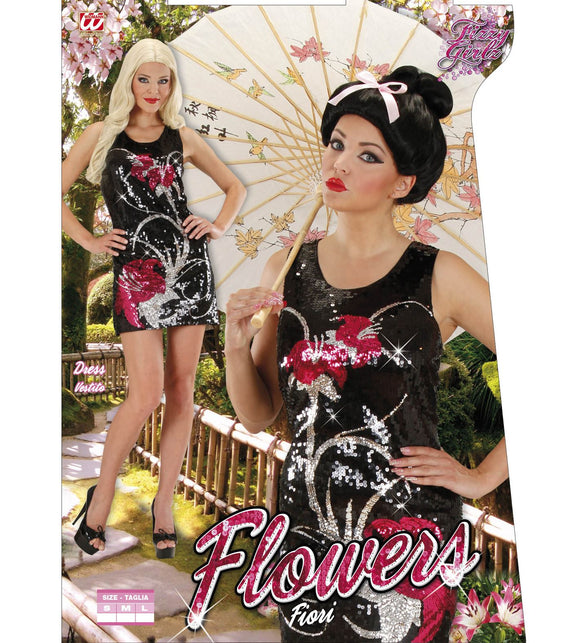 Widmann SRL Aziatische paillettenjurk Lotus dames