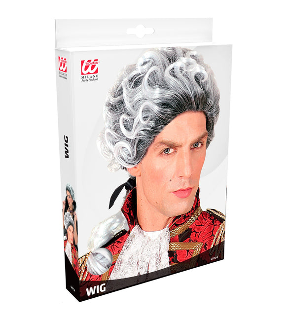 Widmann SRL Barok pruik met krul wit grijs