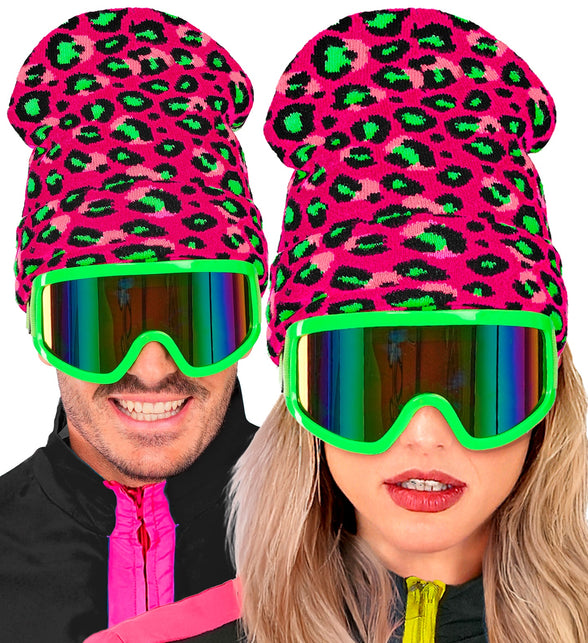 Widmann SRL Beanie luipaard neon roze