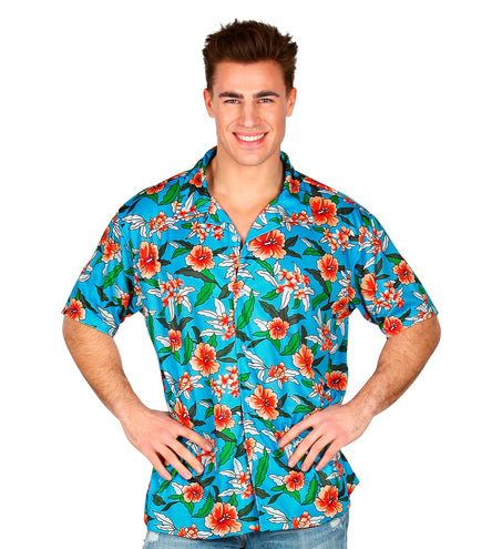 Widmann SRL Blauw Hawaii shirt met print