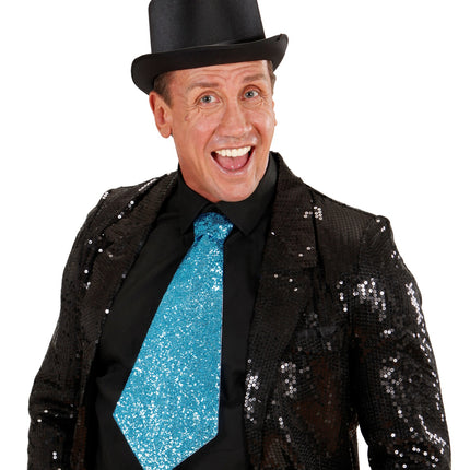 Widmann SRL Blauwe glitter stropdas