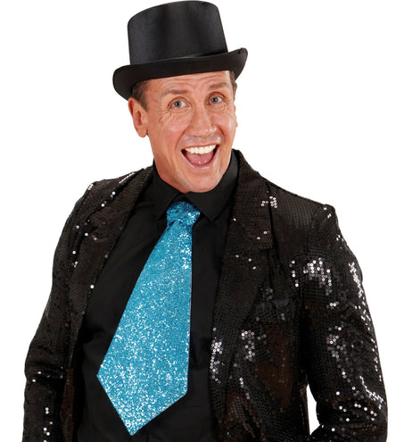 Widmann SRL Blauwe glitter stropdas