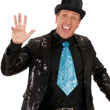 Widmann SRL Blauwe glitter stropdas