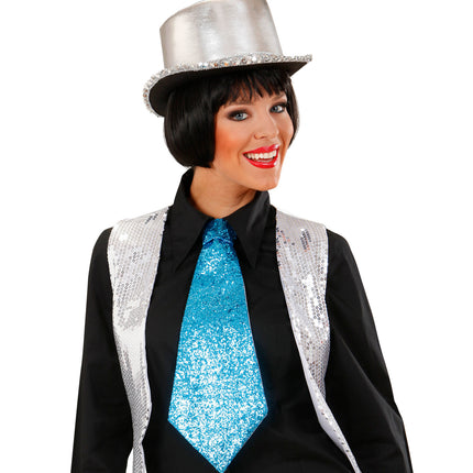 Widmann SRL Blauwe glitter stropdas