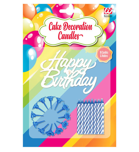 Widmann SRL Blauwe kaarsjes happy birthday