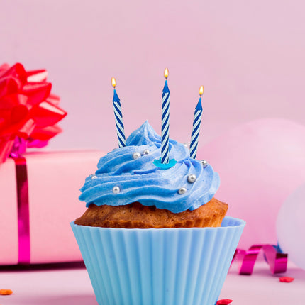 Widmann SRL Blauwe kaarsjes met houder en muziek