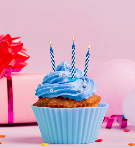 Widmann SRL Blauwe kaarsjes met houder en muziek