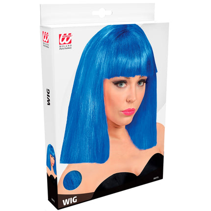 Widmann SRL Blauwe showgirl pruik lang haar