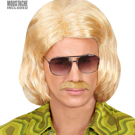 Widmann SRL Blonde macho pruik met snor