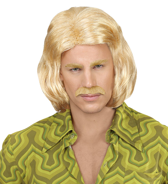 Widmann SRL Blonde macho pruik met snor